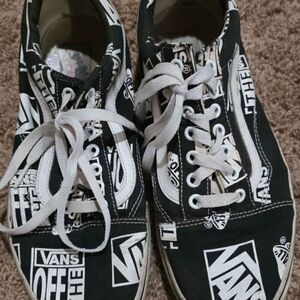 Vans Black & White Graphic Low-Top Sneakers